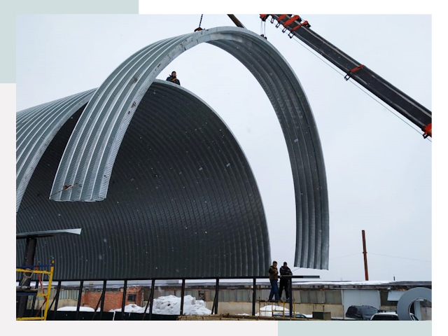 Полукруглые ангары в Волжском