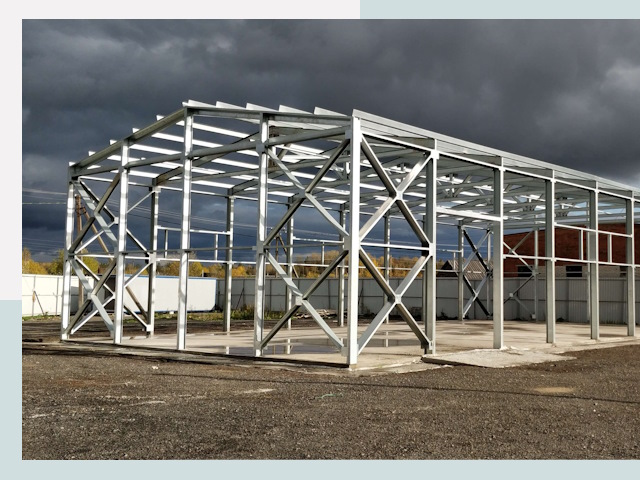 Двускатные ангары в Волжский от 608 руб. за квадрат